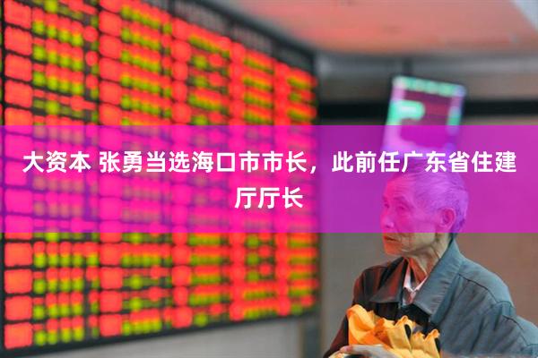 大资本 张勇当选海口市市长，此前任广东省住建厅厅长