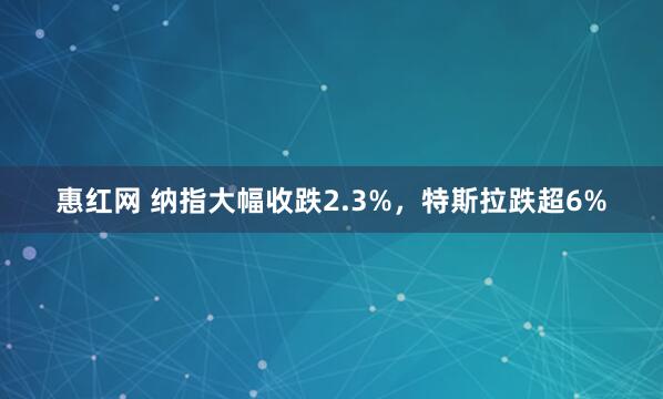 惠红网 纳指大幅收跌2.3%，特斯拉跌超6%