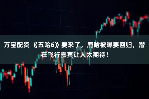 万宝配资 《五哈6》要来了,鹿晗被曝要回归,潜在飞行嘉宾让人太期待!